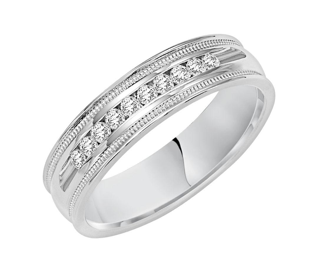 Diamond Channel Set Band With Milgrain