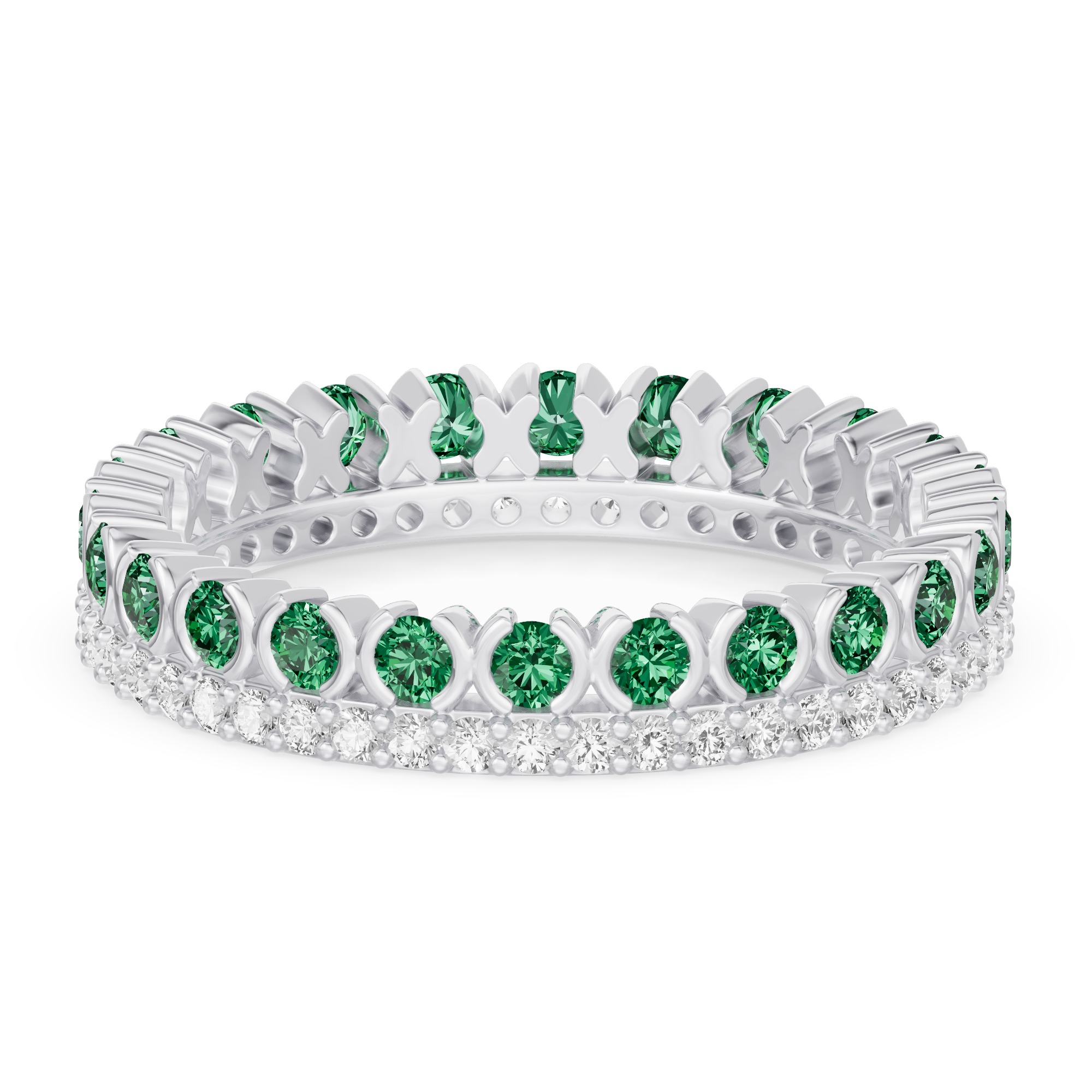 Emerald and Diamond XO Eternity Ring