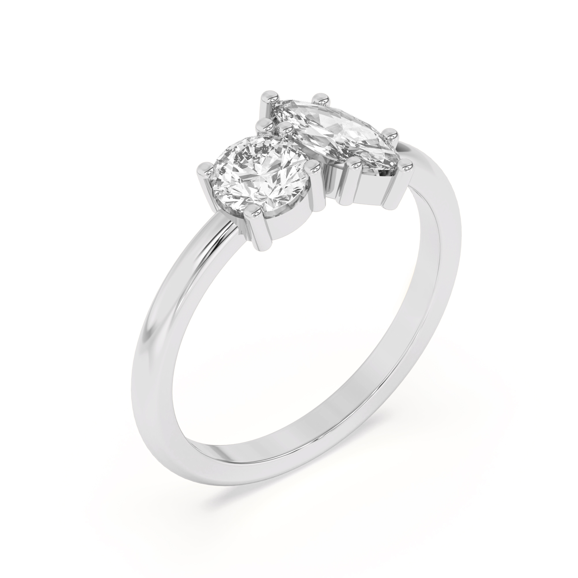 Toi et Moi Round and Marquise Lab Ring (1.00 cttw)