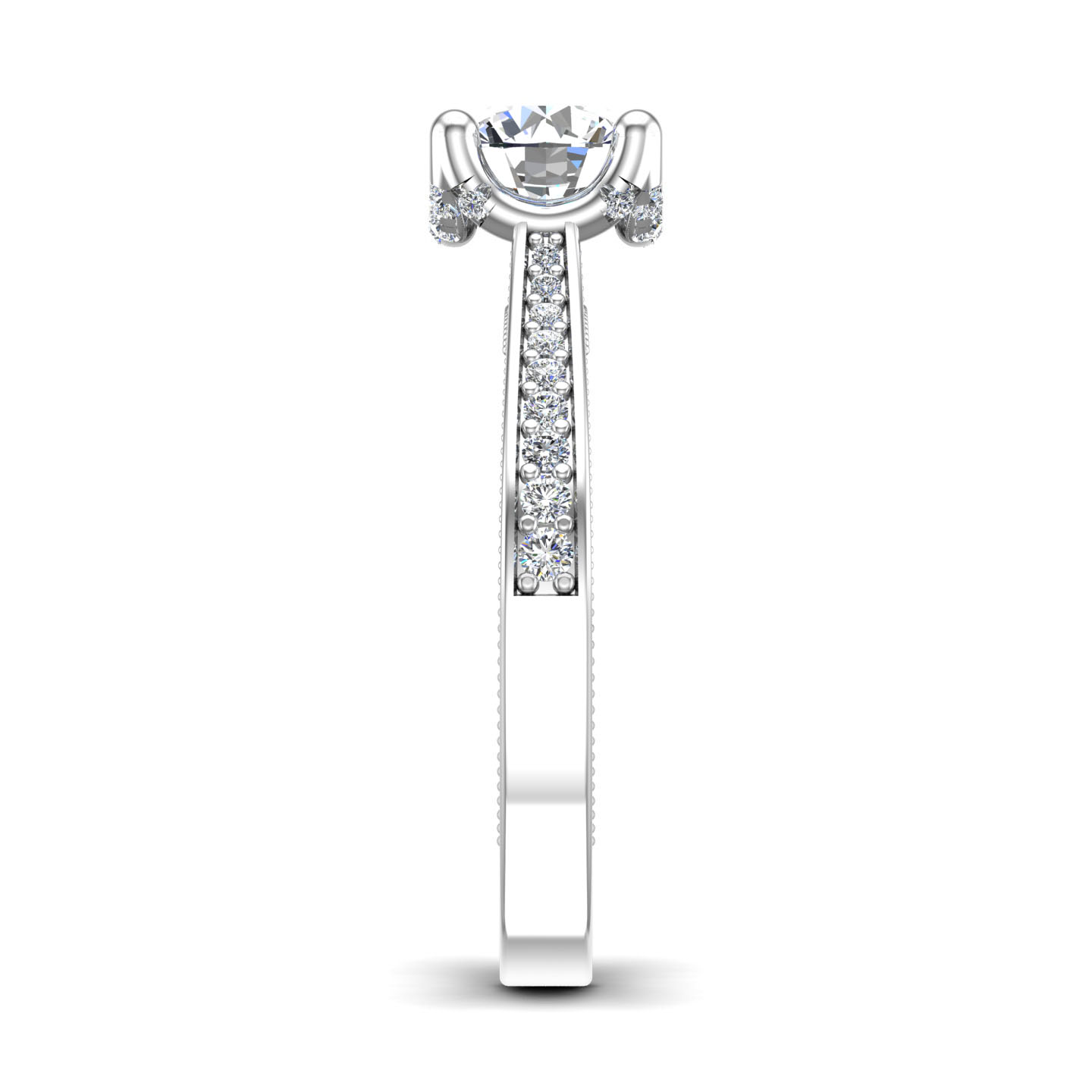 Ivory Pave U-Prong Engagement Ring