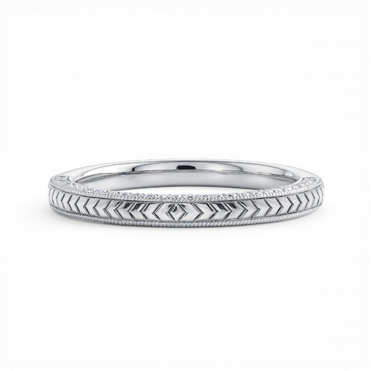 Torino Engraved Milgrain Pave Band