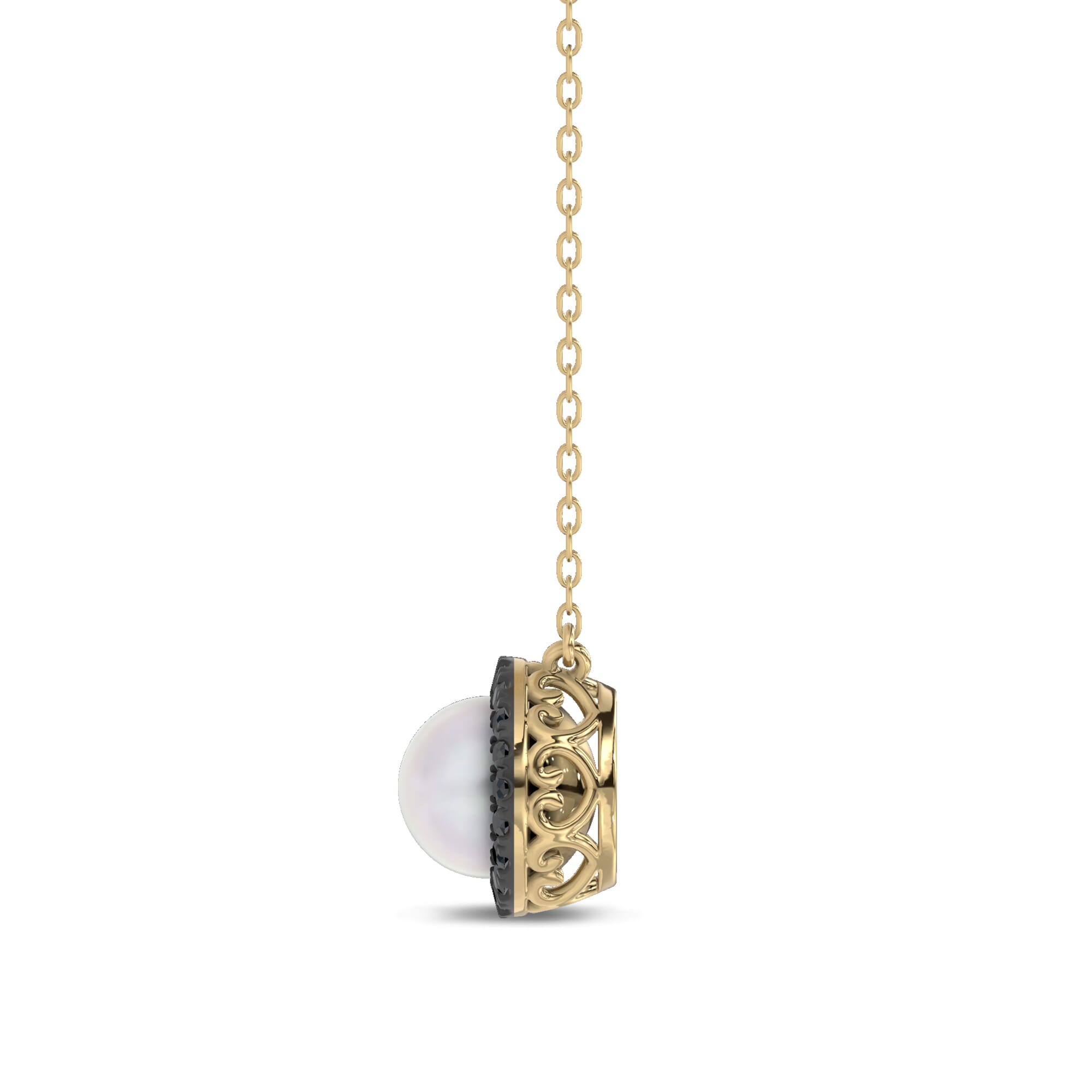 Midnight Noir Pearl Halo Necklace By Christian Siriano