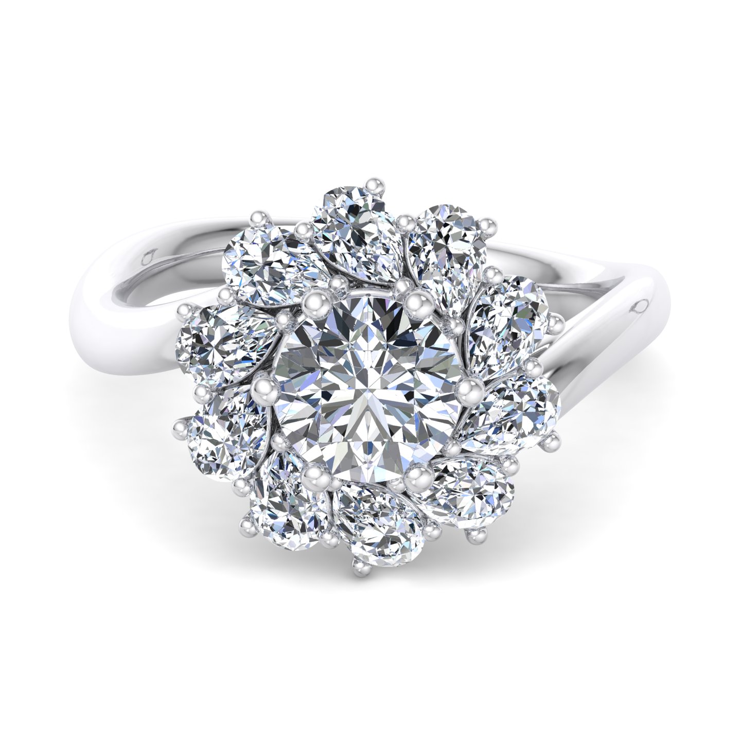 Hailey Floral Pear Halo Engagement Ring