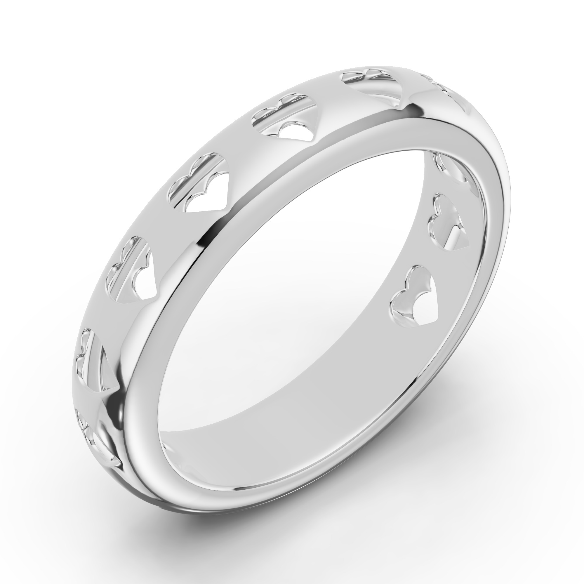 Eternity Heart Cutout Silver Band