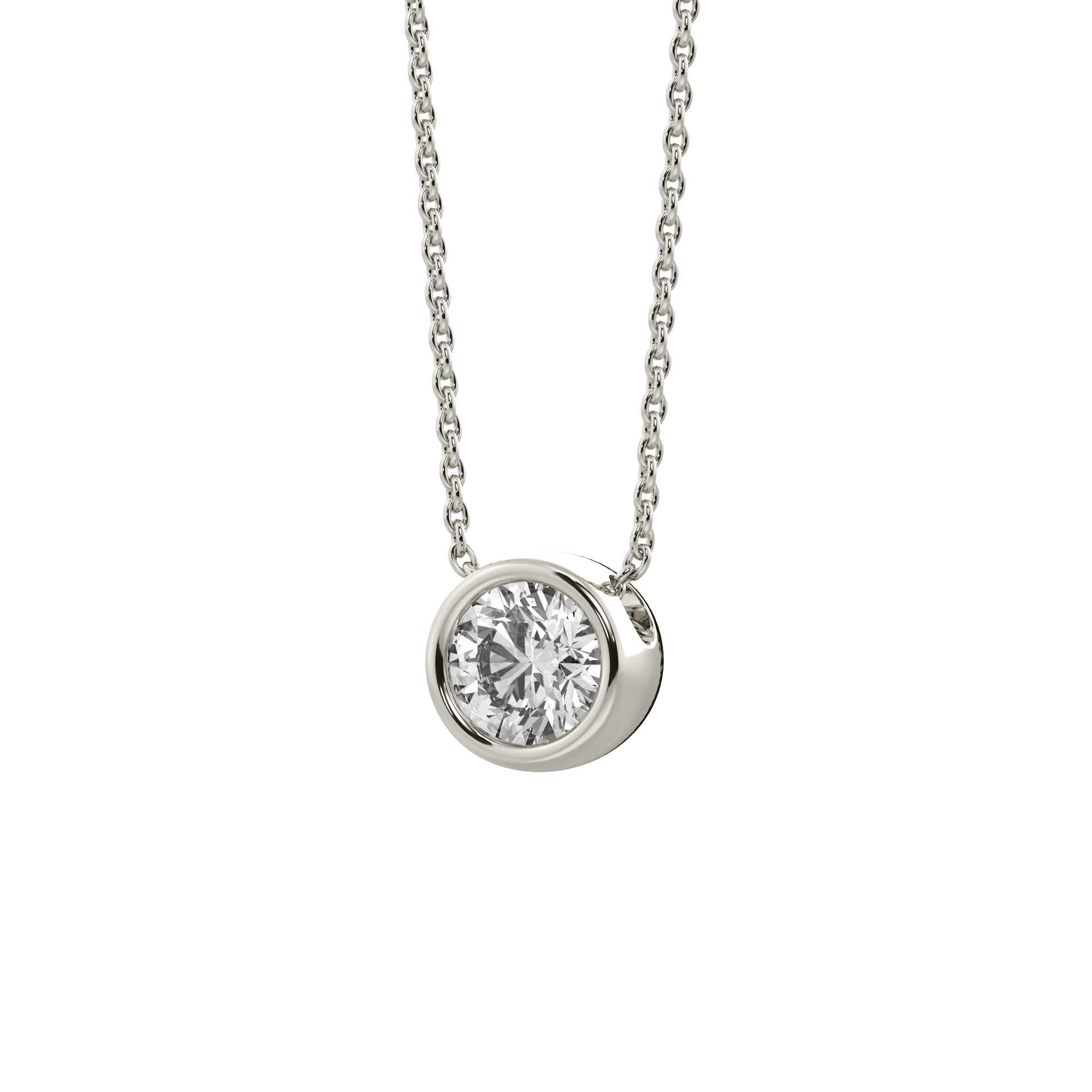 Bezel Solitaire Lab Diamond Necklace