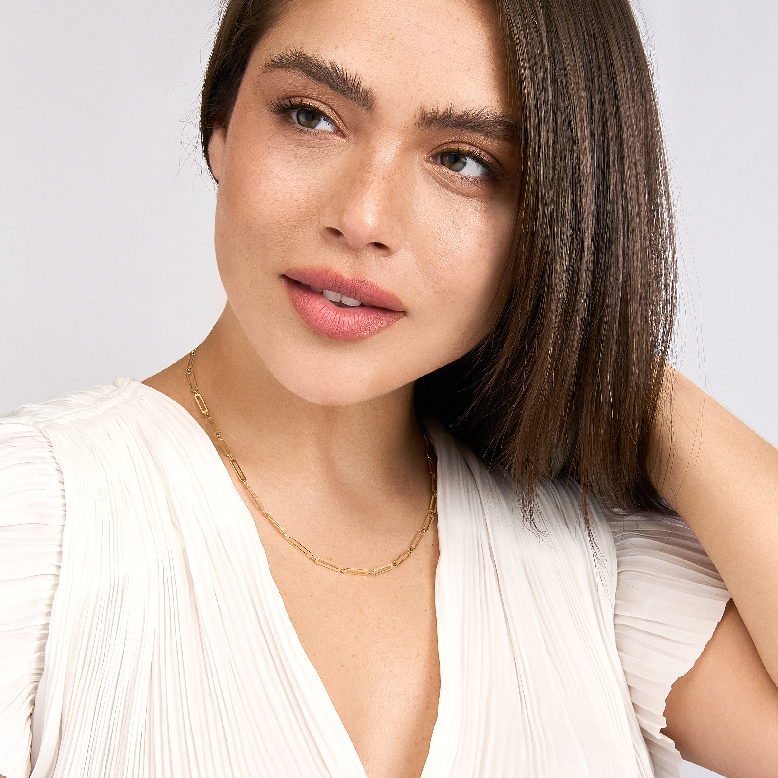 Rectangular Link Gold Necklace