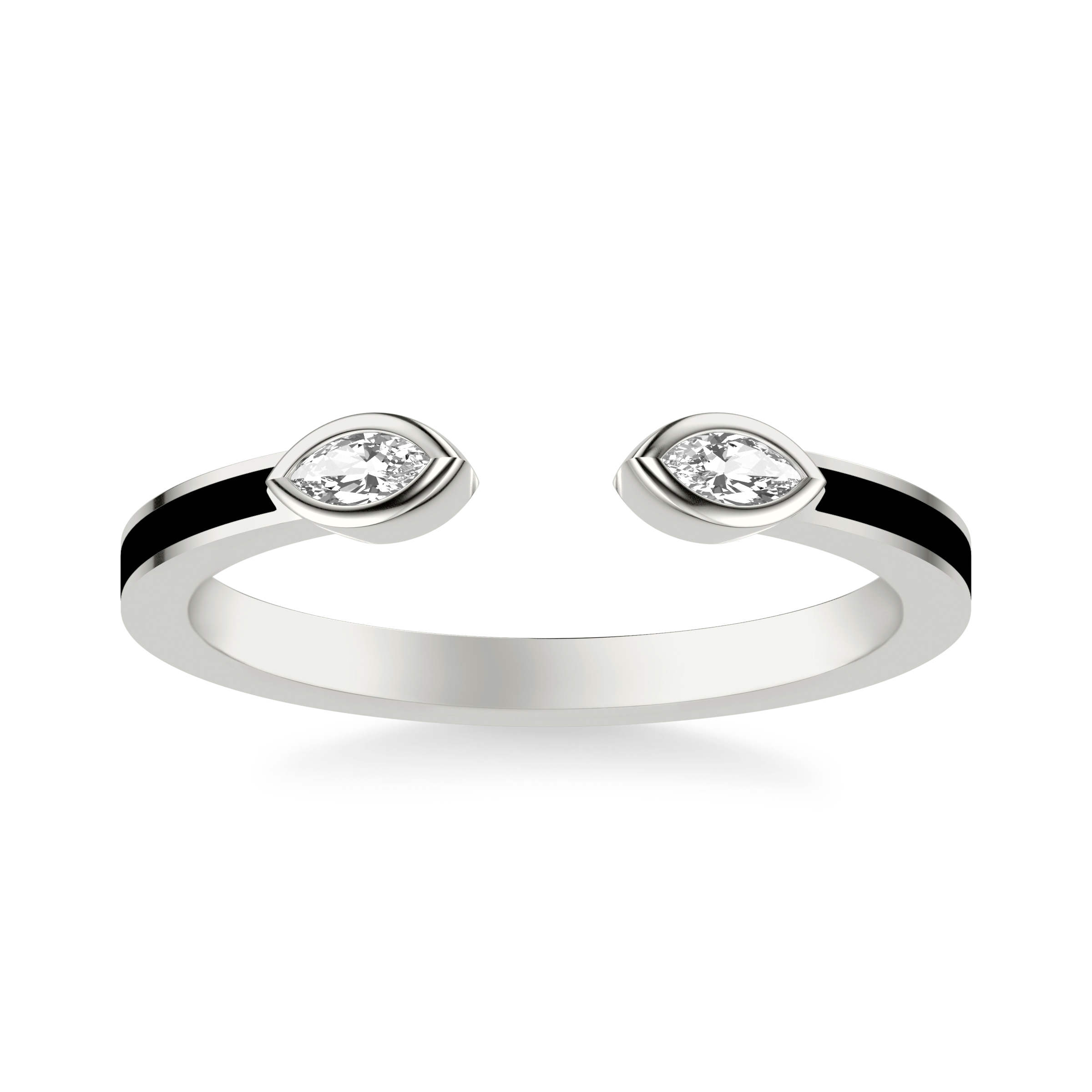Open-End Marquise Diamond and Ceramic Band