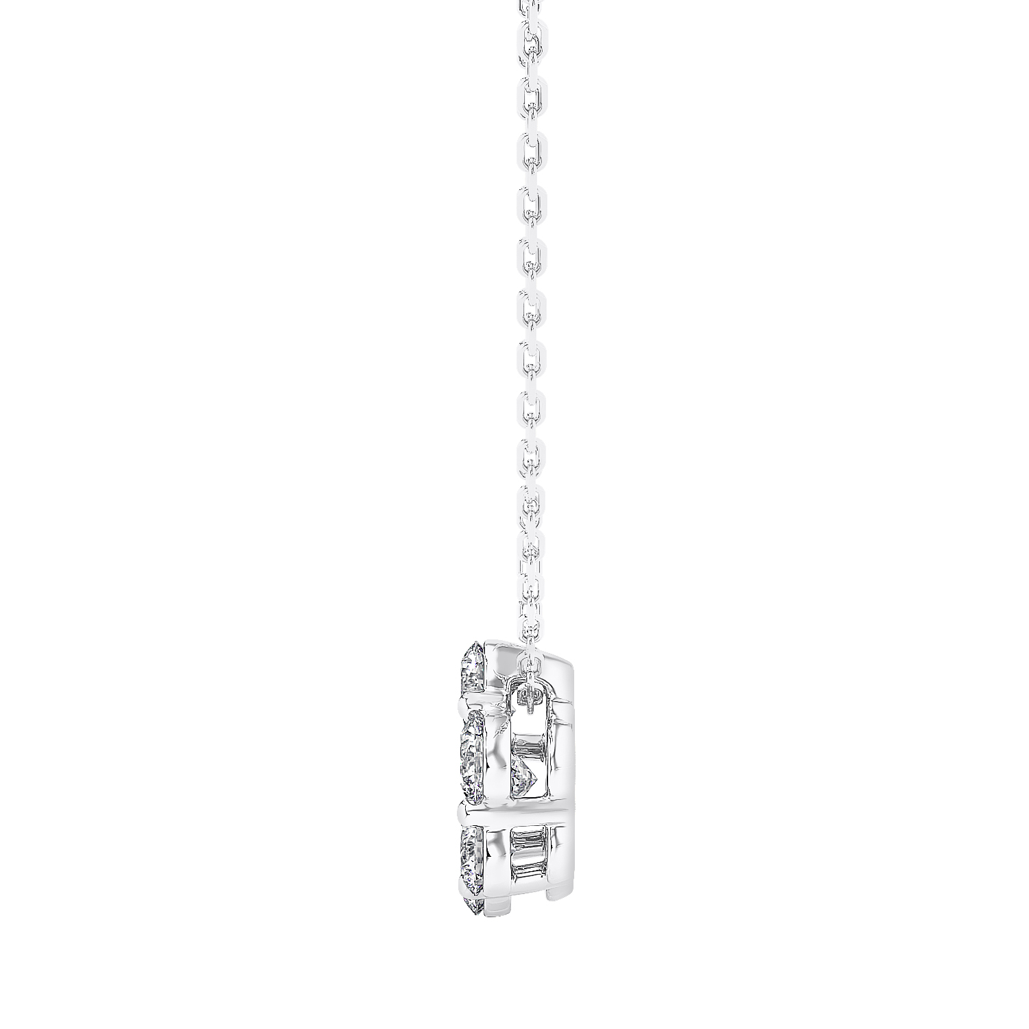Floral Lab Diamond Cluster Silver Necklace (1 ct. tw.)