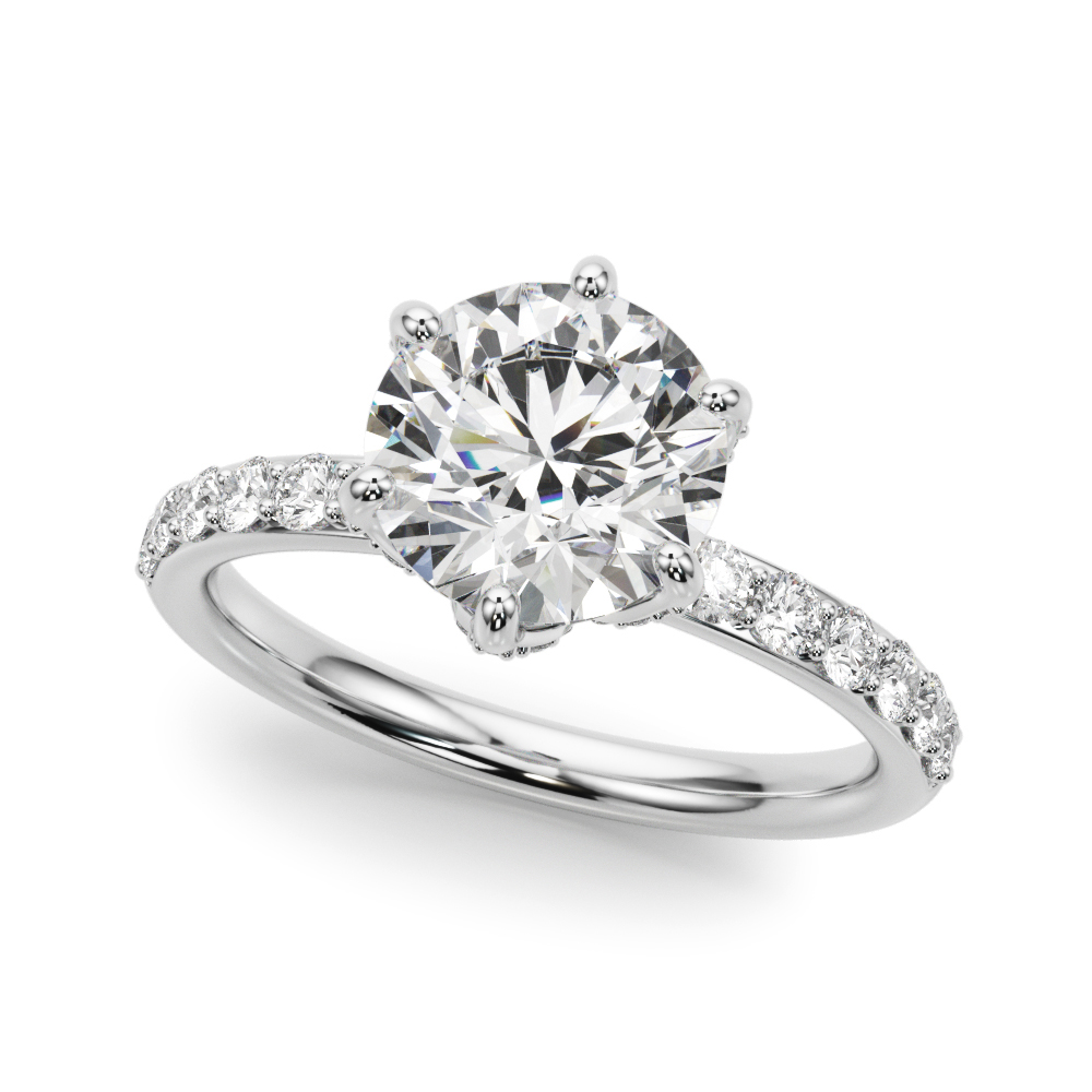 Celestara Sculpted Pave Prong Engagement Ring
