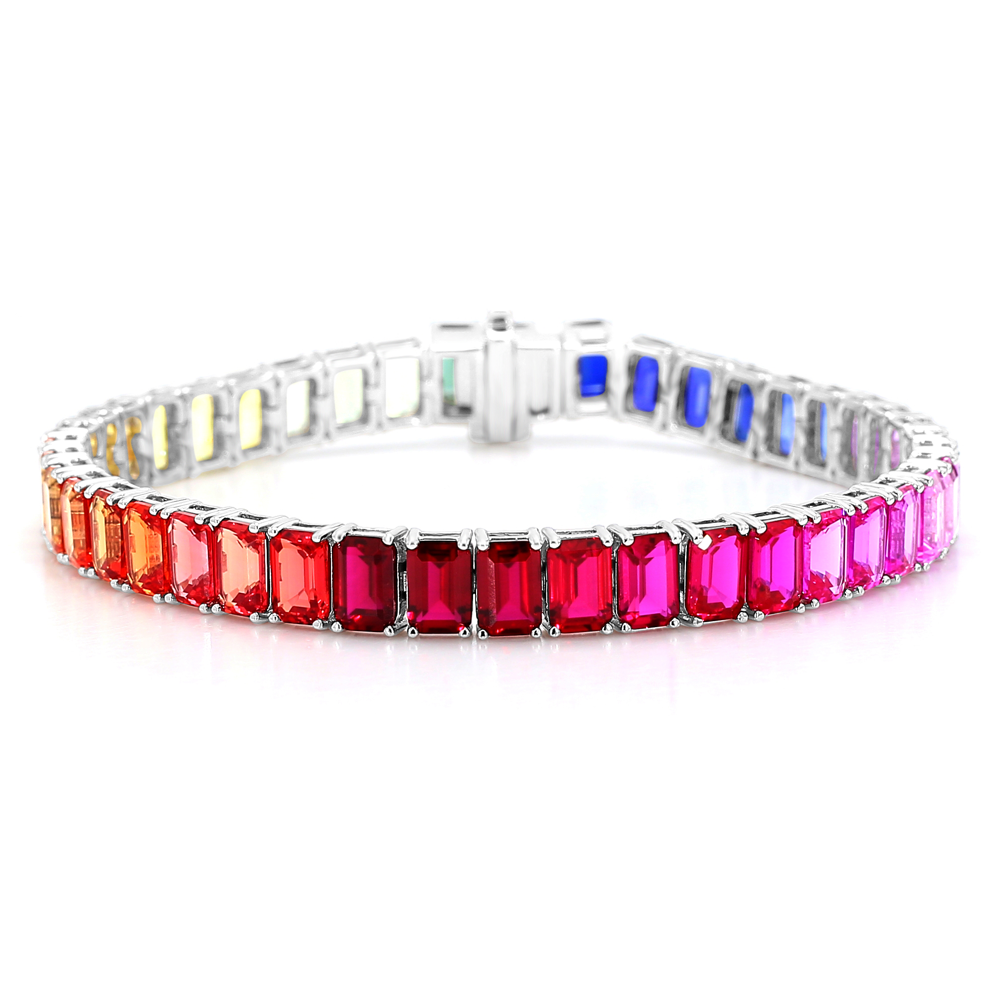 Rainbow Sapphire Emerald Tennis Bracelet