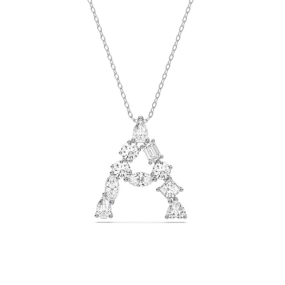 Mixed Shape Lab Diamond A Initial Pendant