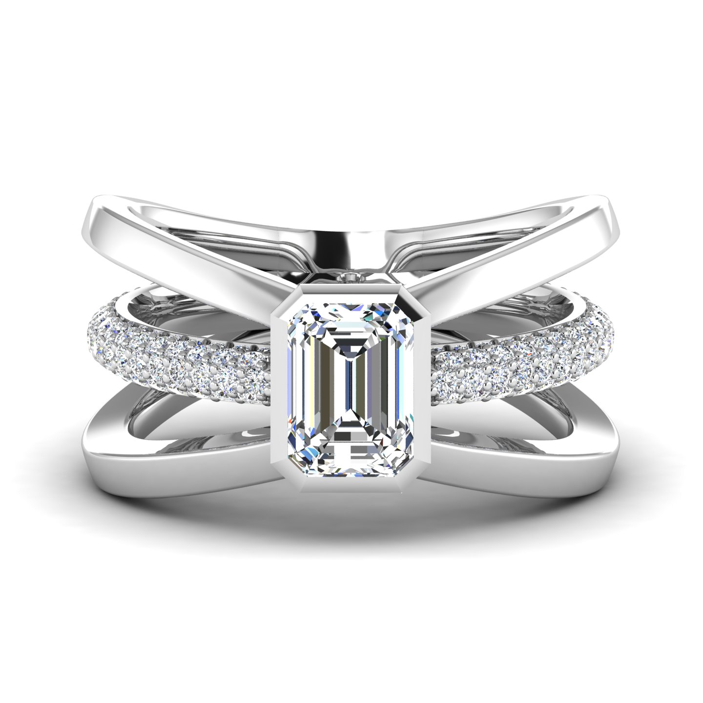 Haley Rolled Pave Butterfly Engagement Ring