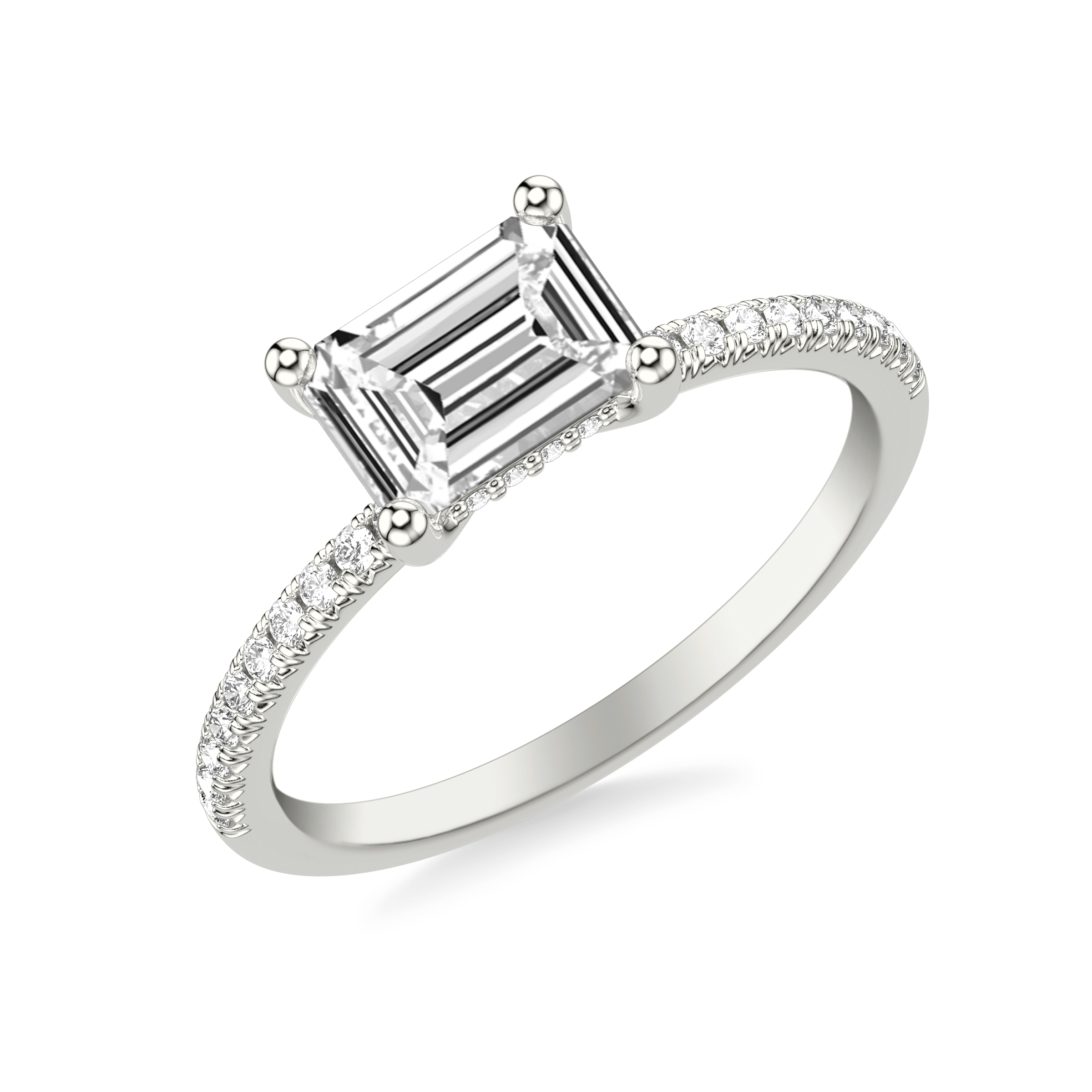 Leyton East-West Hidden Halo Pave Engagement Ring
