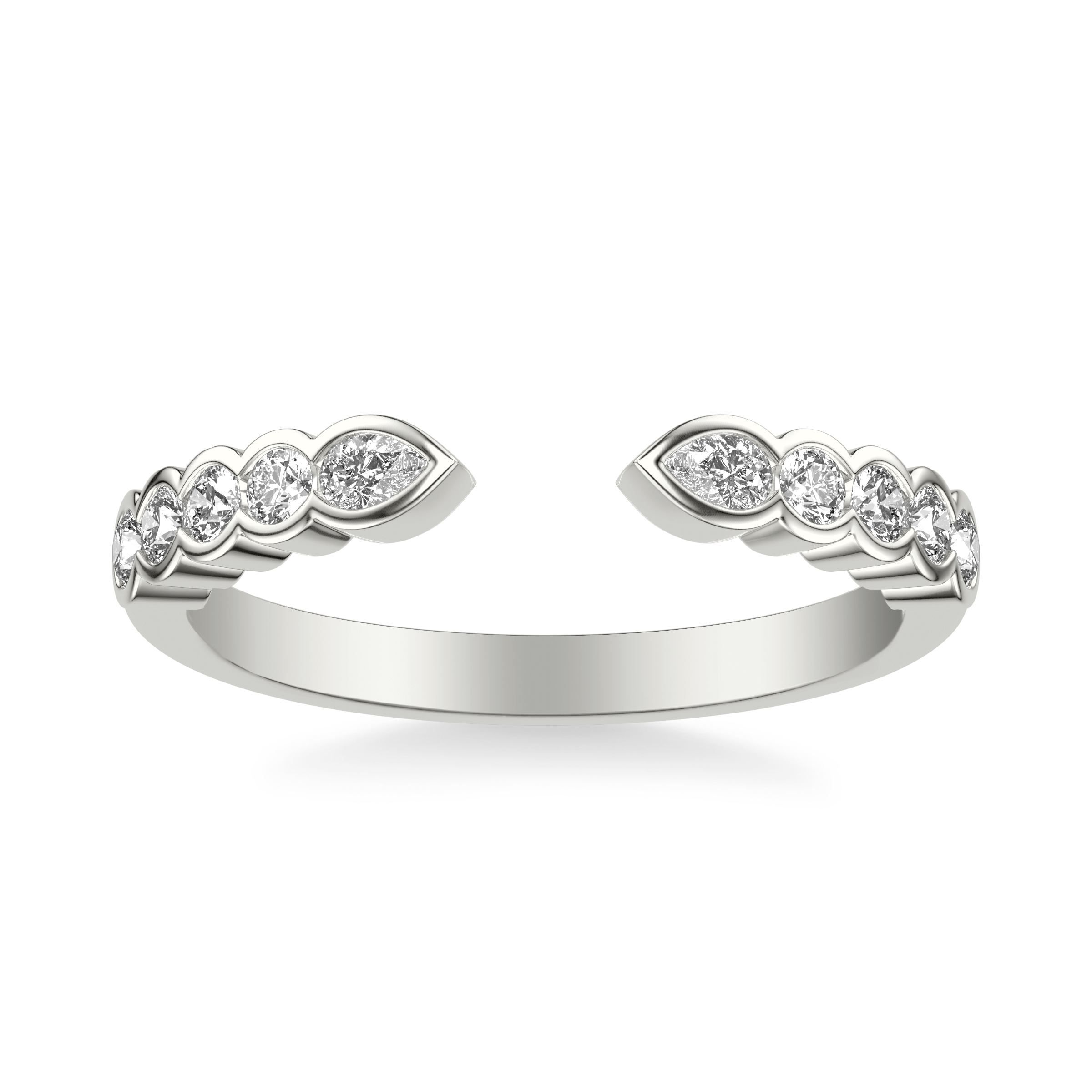 Clover Pear And Round Bezel Open Band