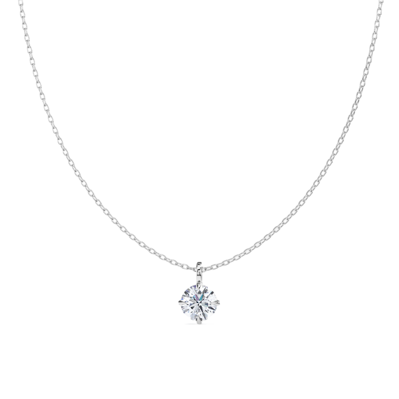 Classic Compass Set Round Lab Diamond Solitaire Necklace