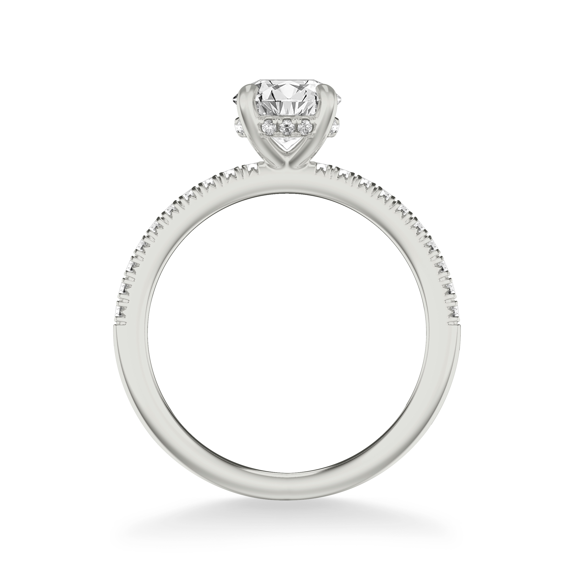 Penny Pave Diamond Hidden Halo Engagement Ring