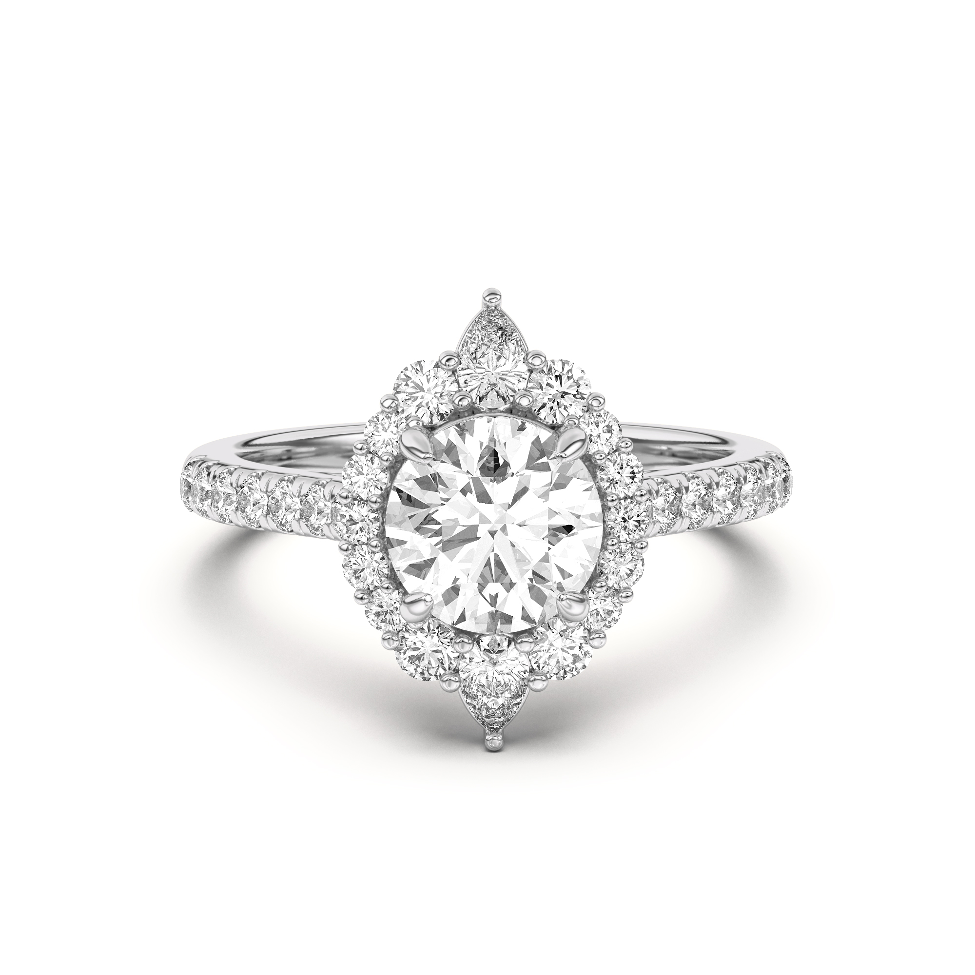 Lexa Round and Pear Diamond Halo Engagement Ring