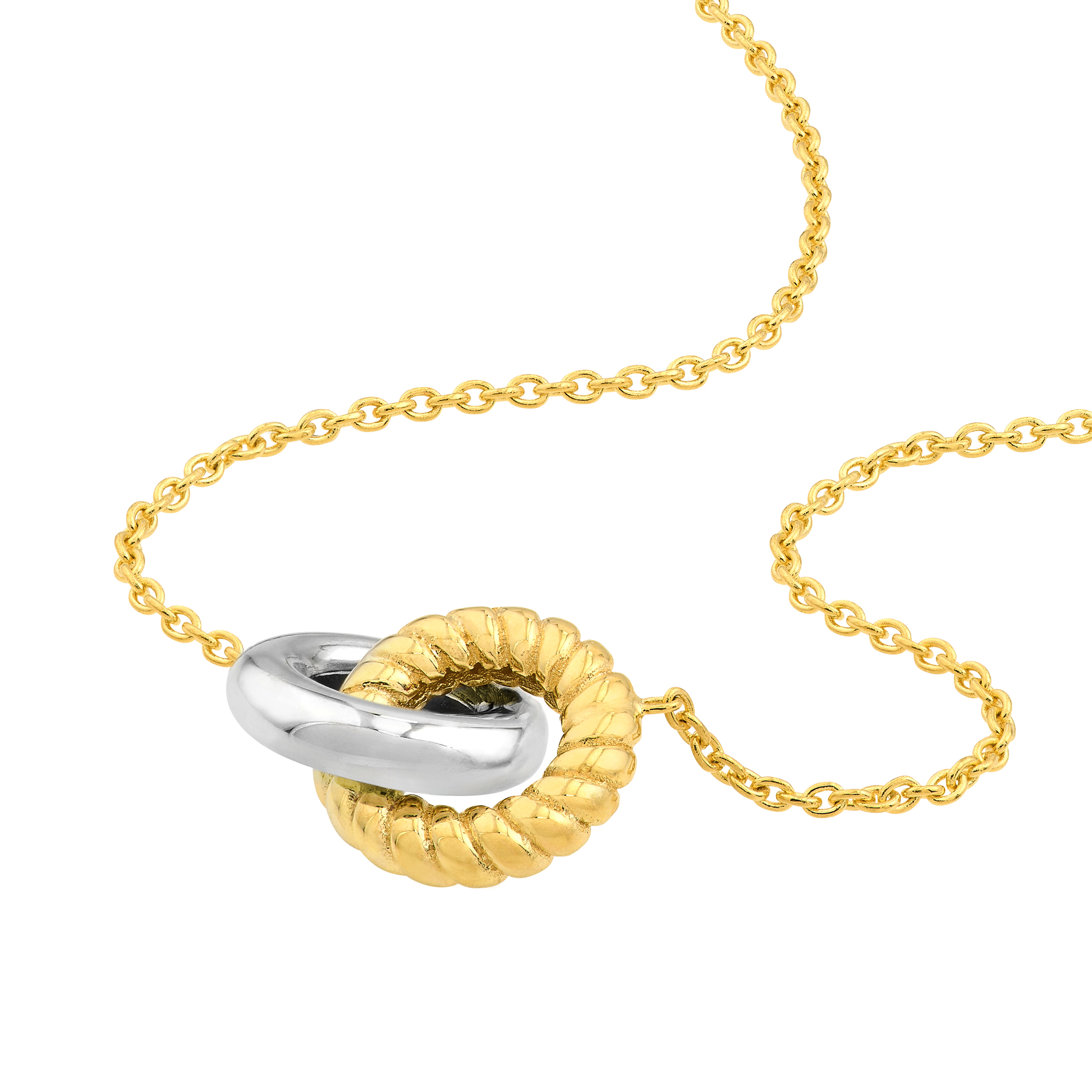 Interlocking Two-Tone Circle Necklace