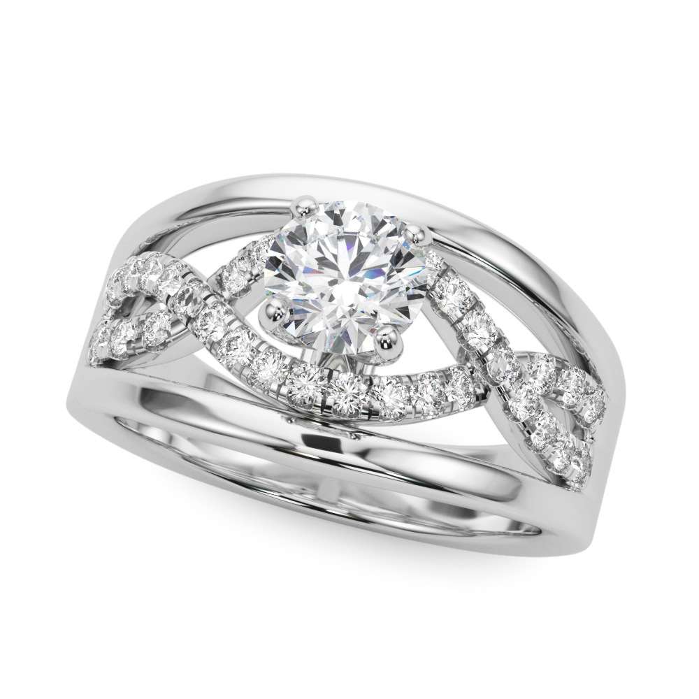 Sol 2 Row Pave Diamond Engagement Ring