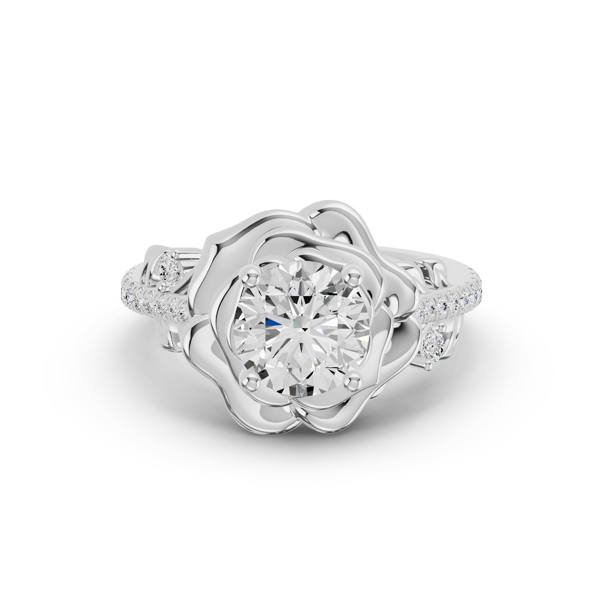 Camelia Floral Diamond Engagement Ring