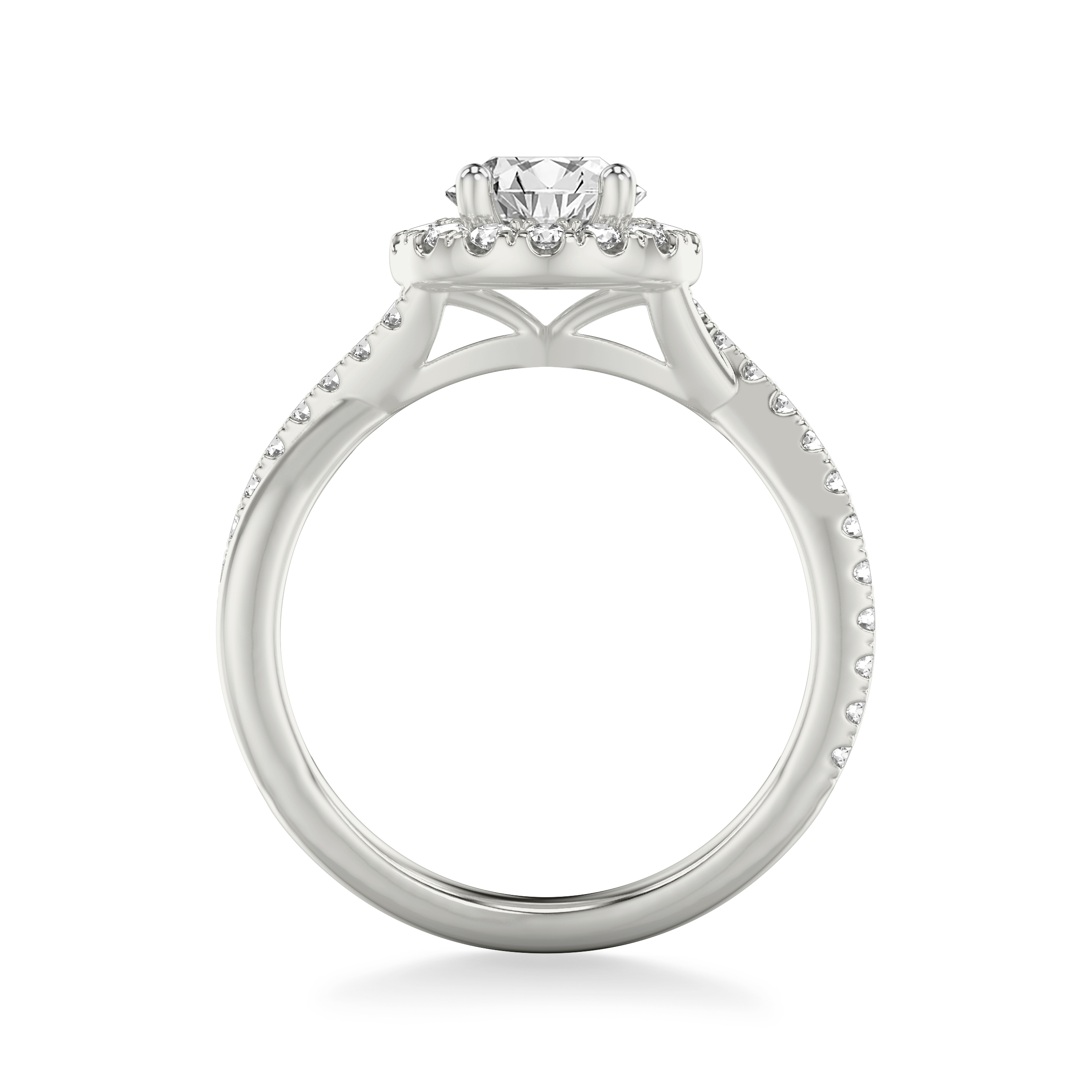 Lexie Contemporary Twist Halo Engagement Ring