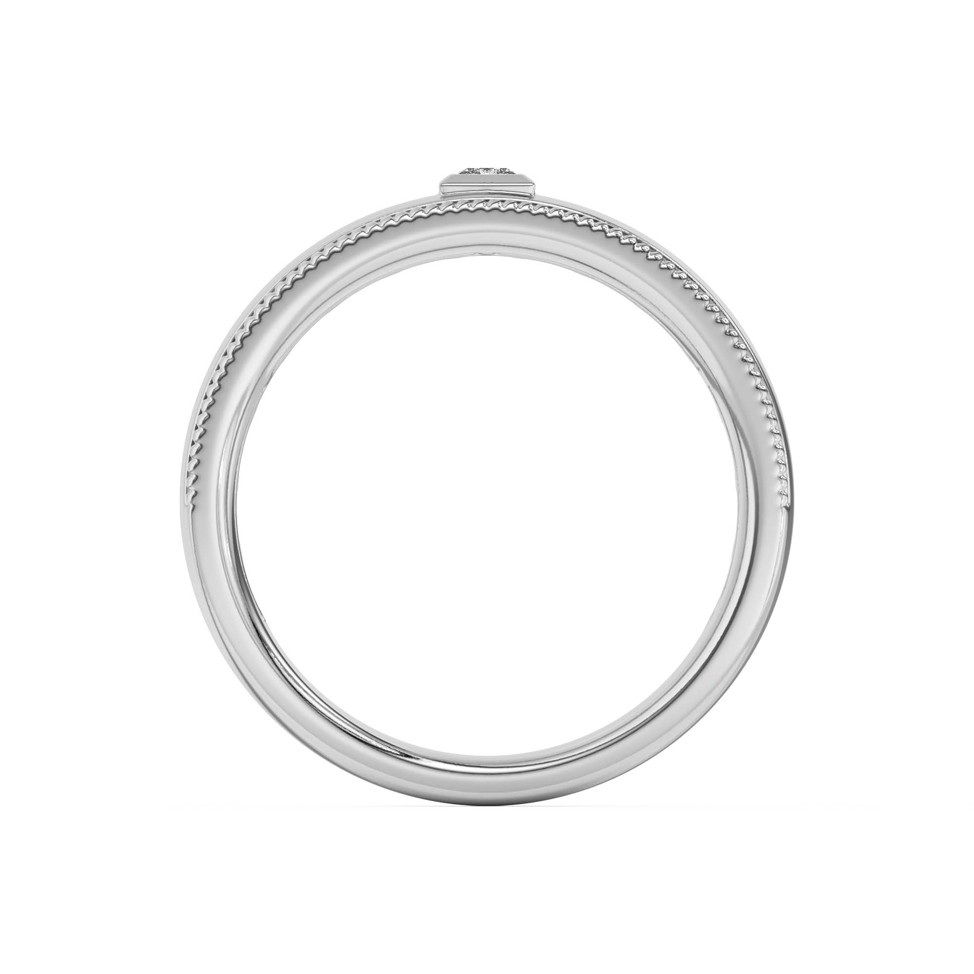 Raised Bezel Princess-Cut Grooved Milgrain Band