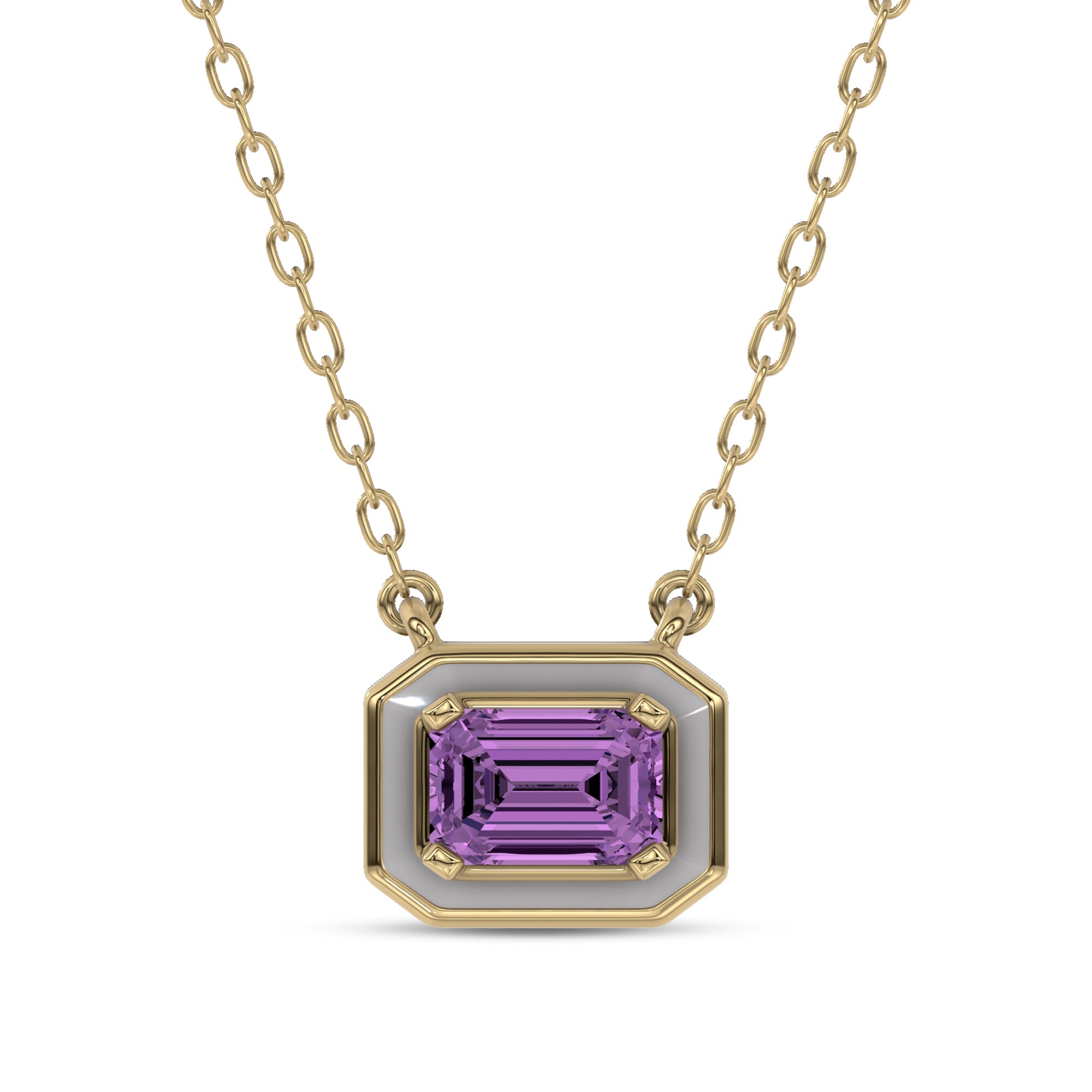 Amethyst Ceramic Emerald-Cut Necklace By Christian Siriano