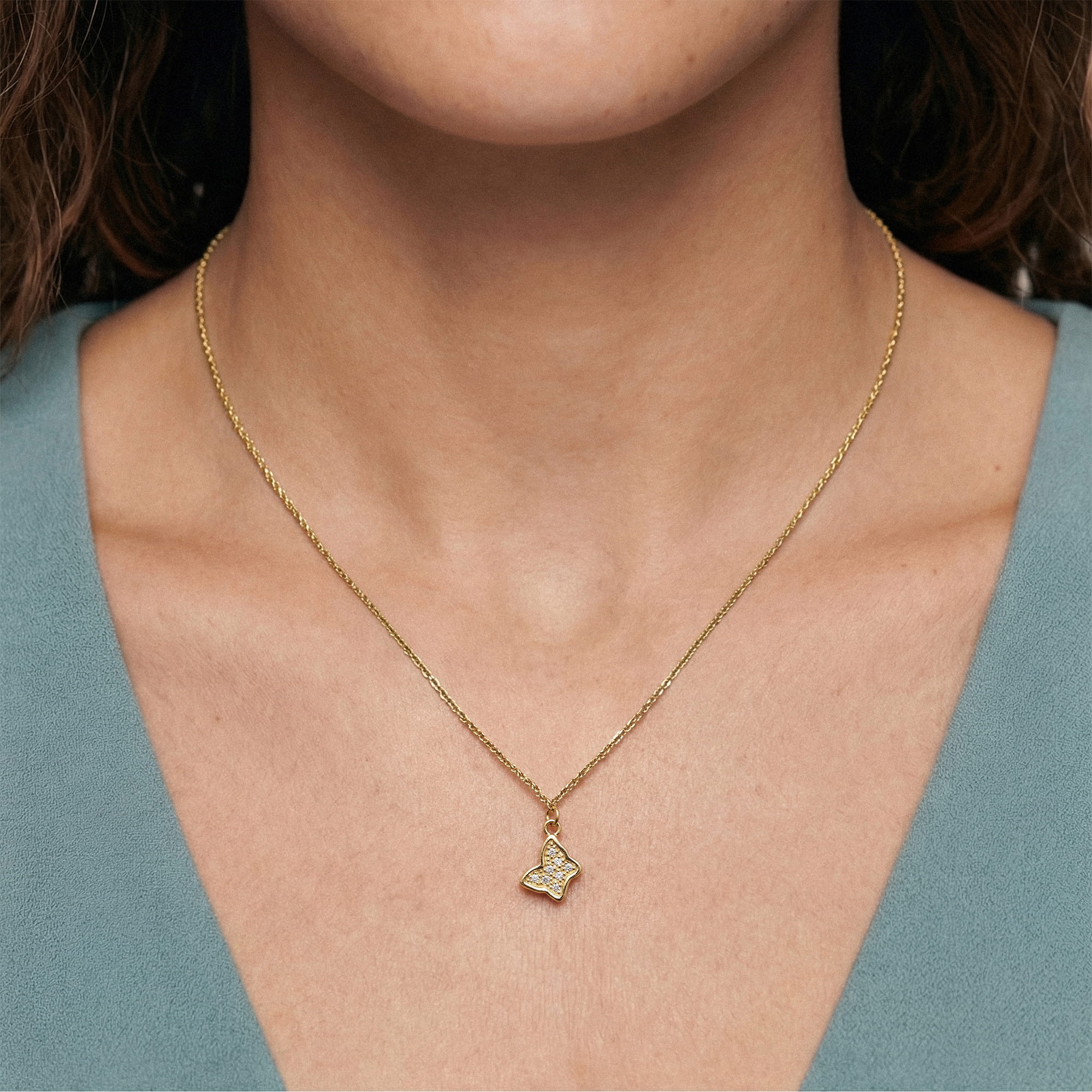 Mini Butterfly Diamond Necklace