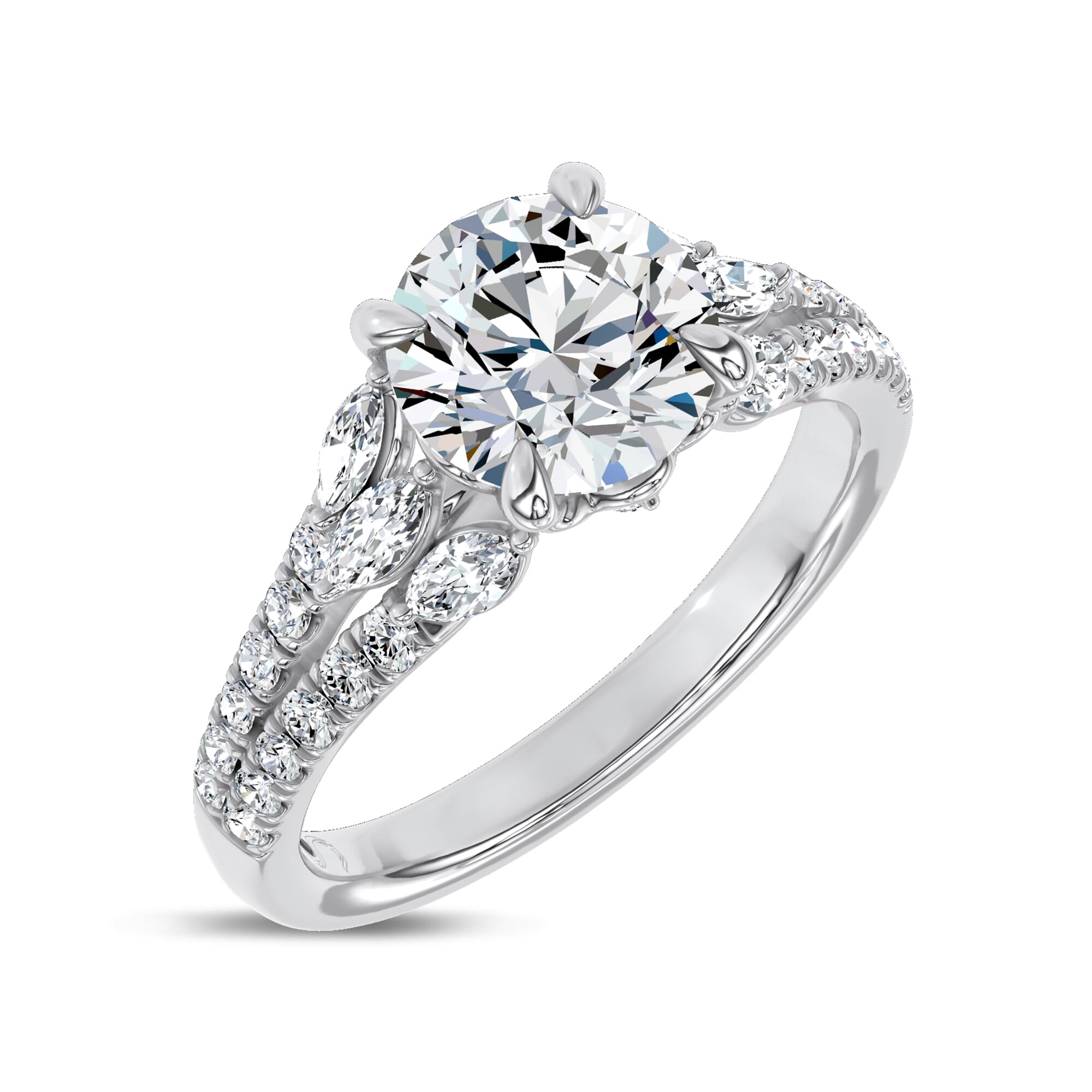Blooming Marquise Pave Engagement Ring by Christian Siriano