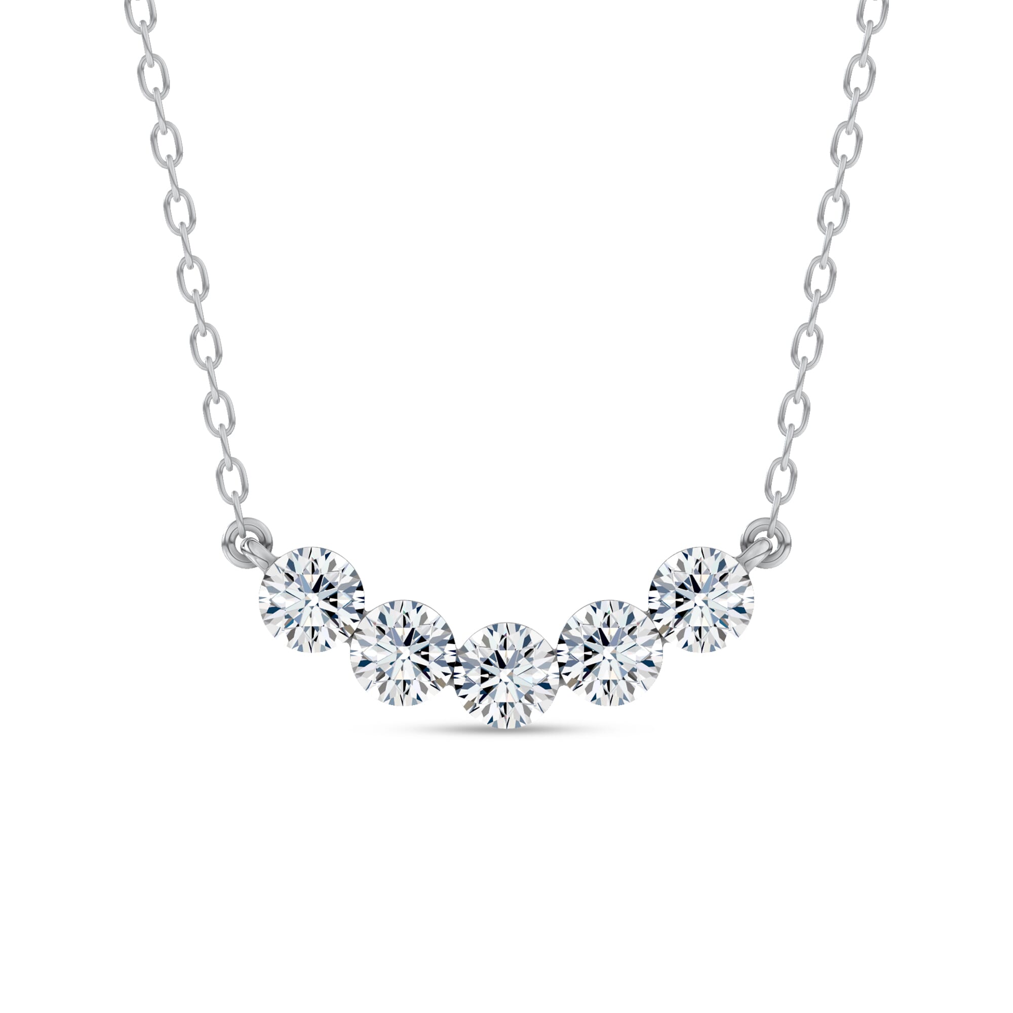 Invisible-Set Curved Lab Diamond Necklace