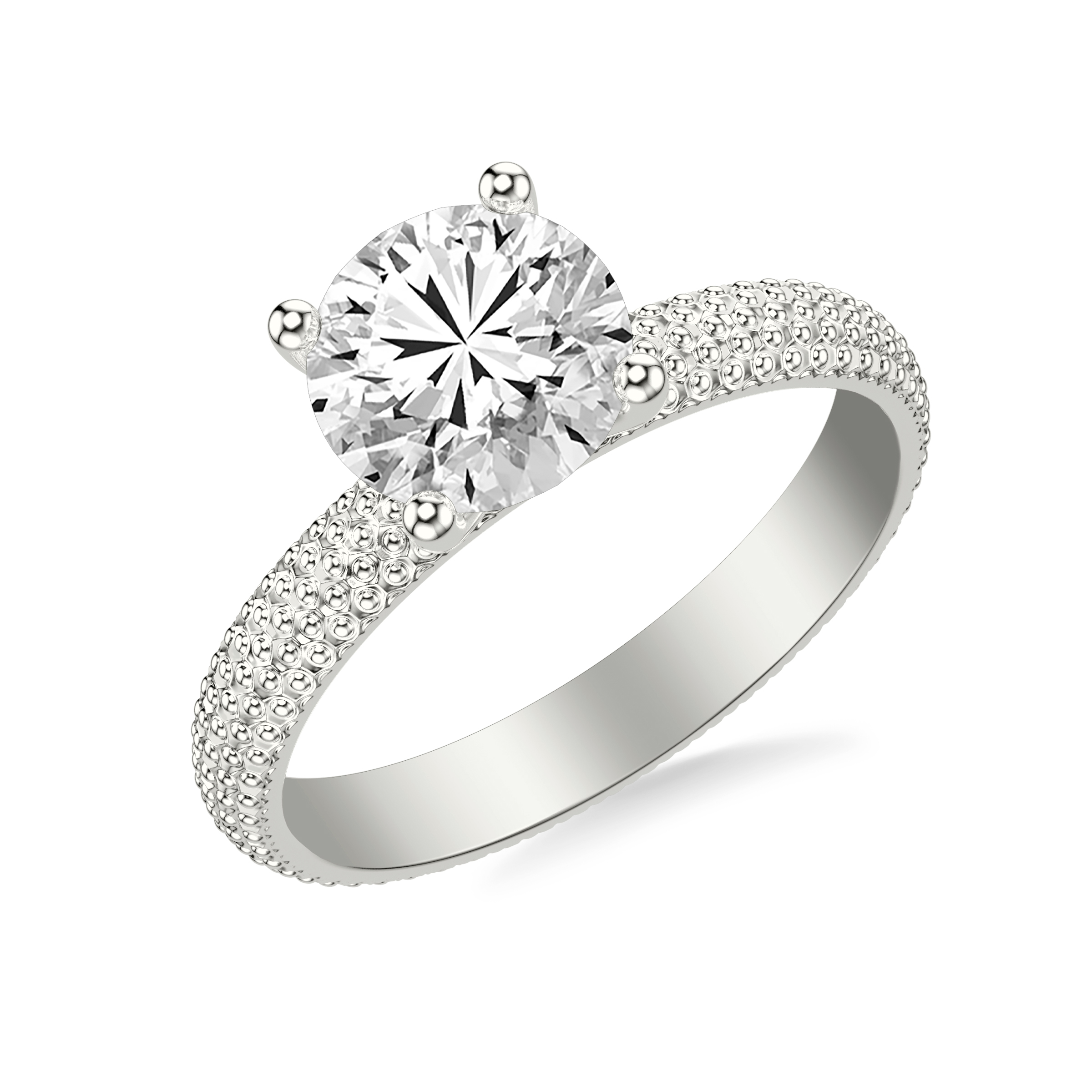 Beaded Solitaire Engagement Ring