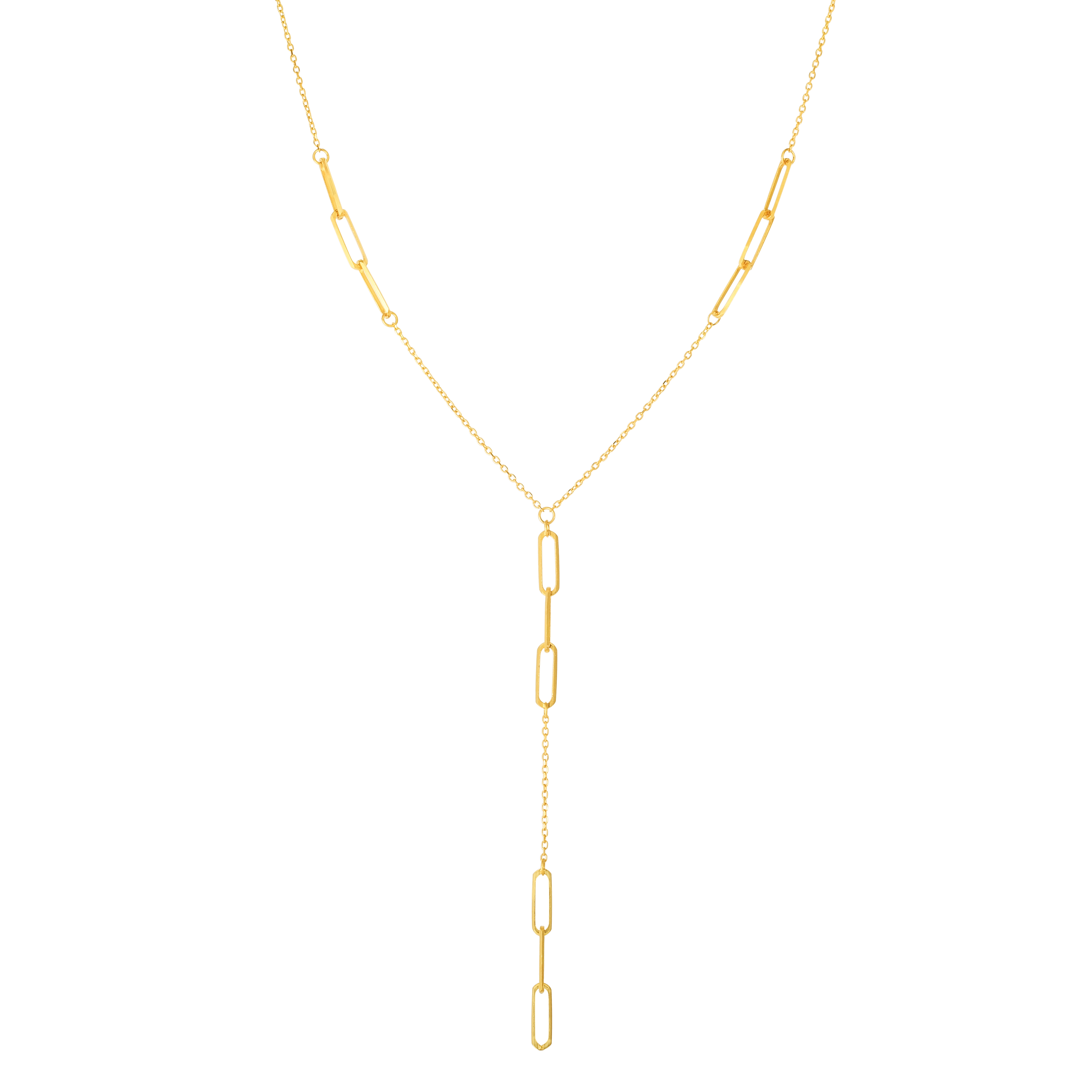 Paperclip Lariat Gold Necklace